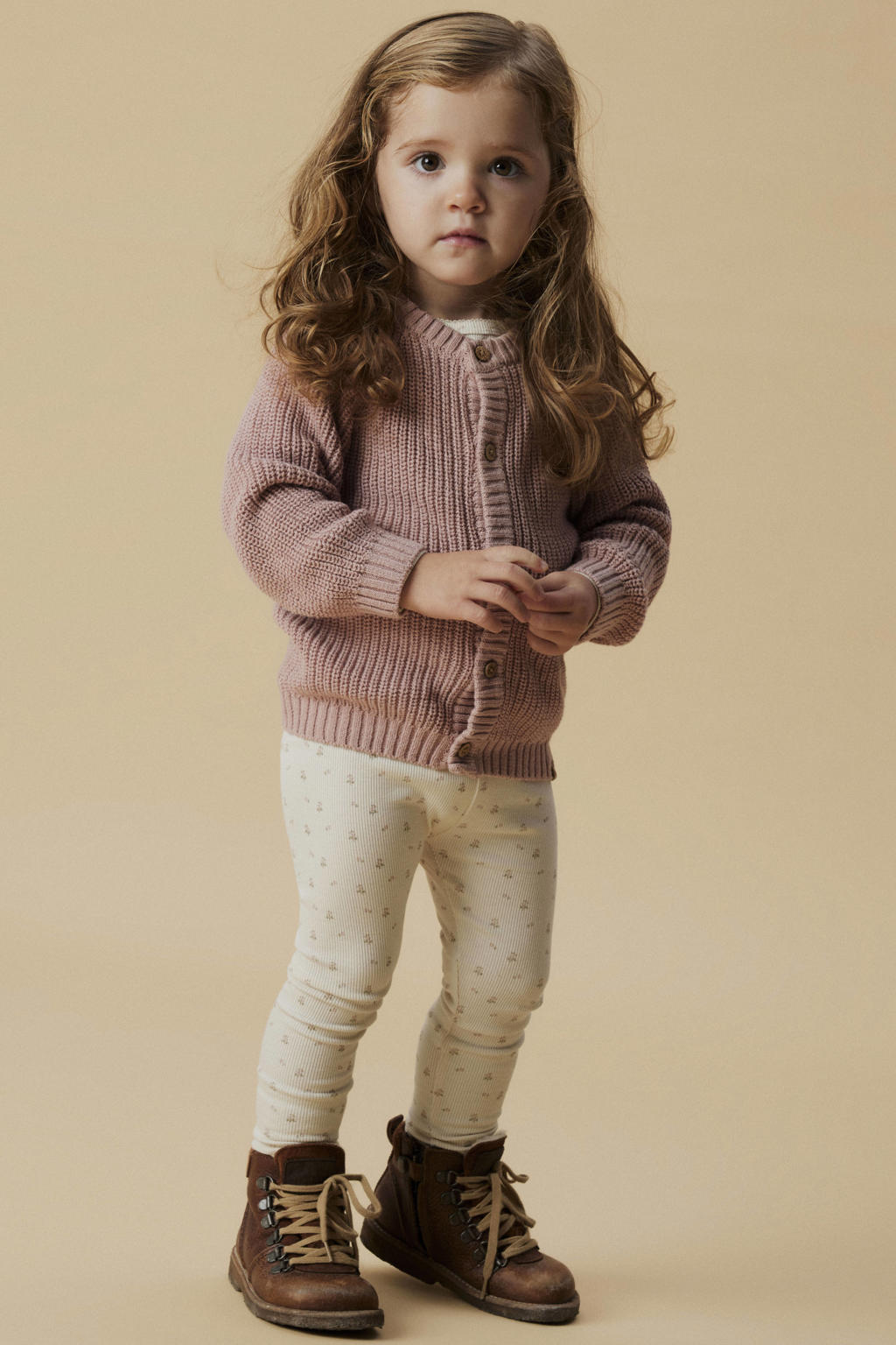 LIL' ATELIER MINI slim fit legging ecru/lichtroze