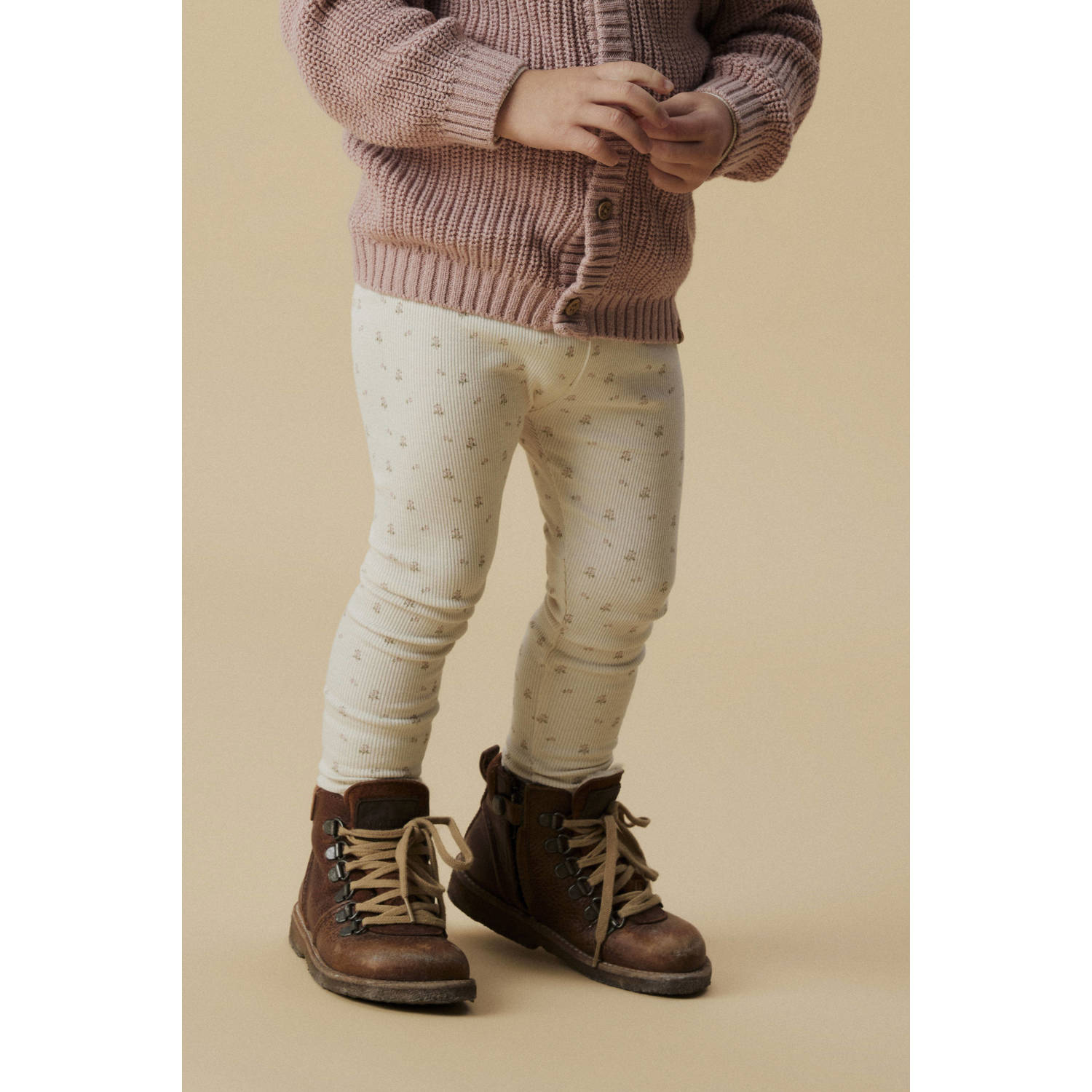 LIL' ATELIER MINI slim fit legging ecru lichtroze