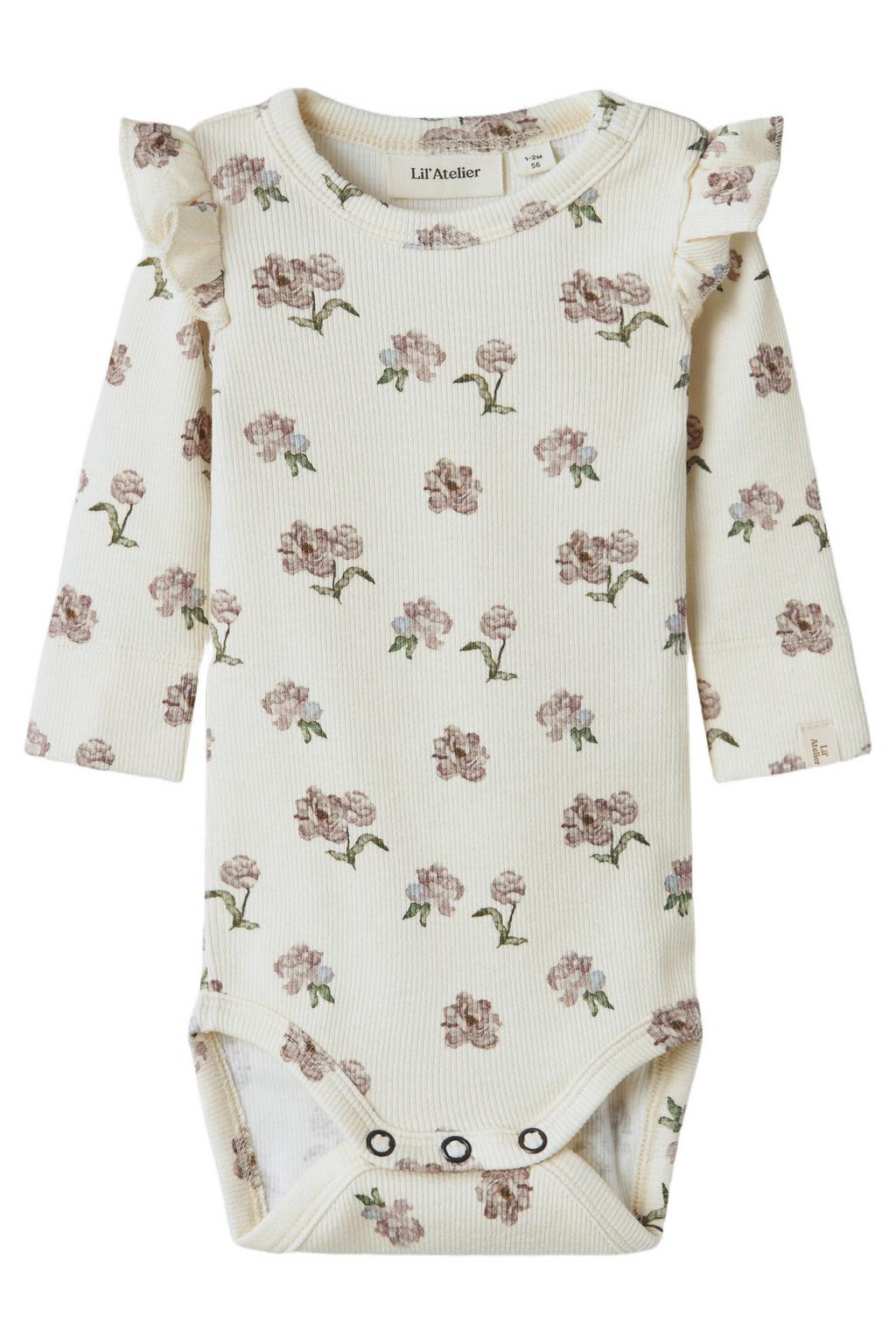 LIL' ATELIER BABY romper Offwhite/roze offwhite/roze