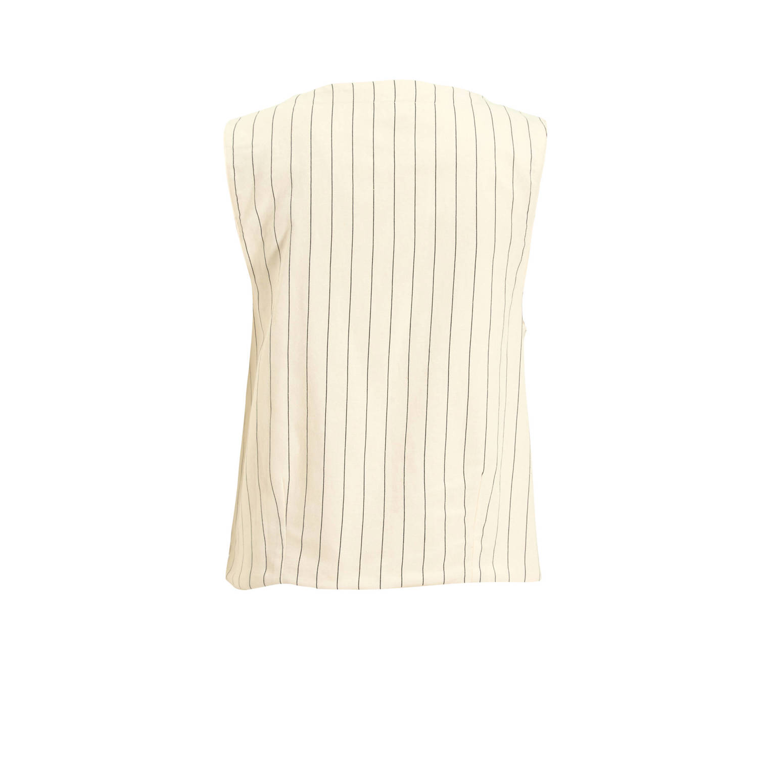 Ruby linnen gilet met krijtstreep print beige