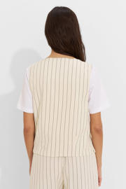 thumbnail: Ruby linnen gilet met krijtstreep print beige