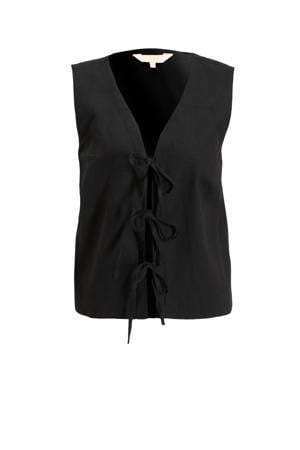 gilet met linnen zwart