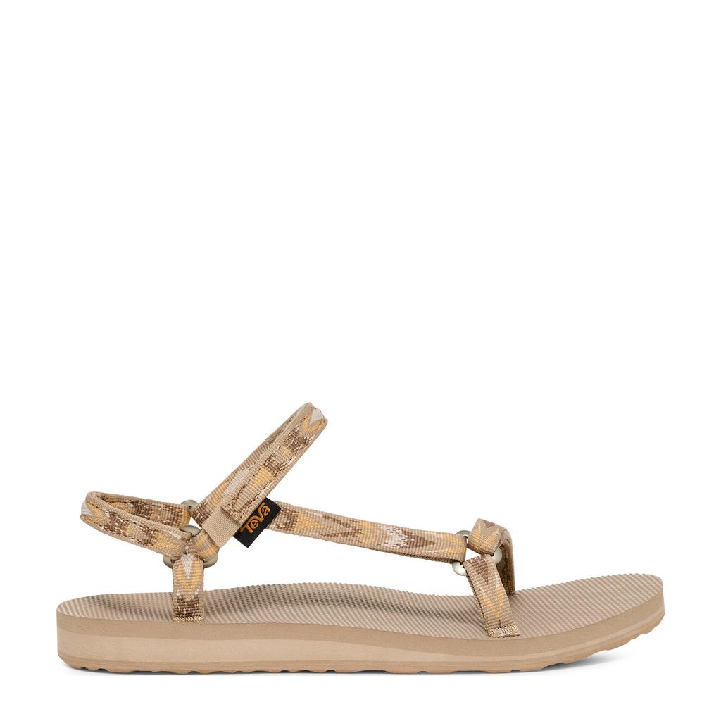 Beige dames Teva Original Universal Slim sandalen van textiel met klittenband