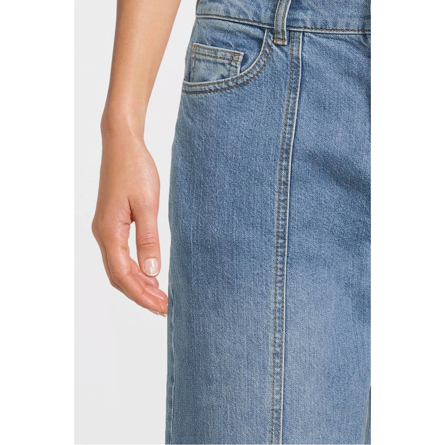 MSCH Copenhagen high waist wide leg jeans medium blue denim