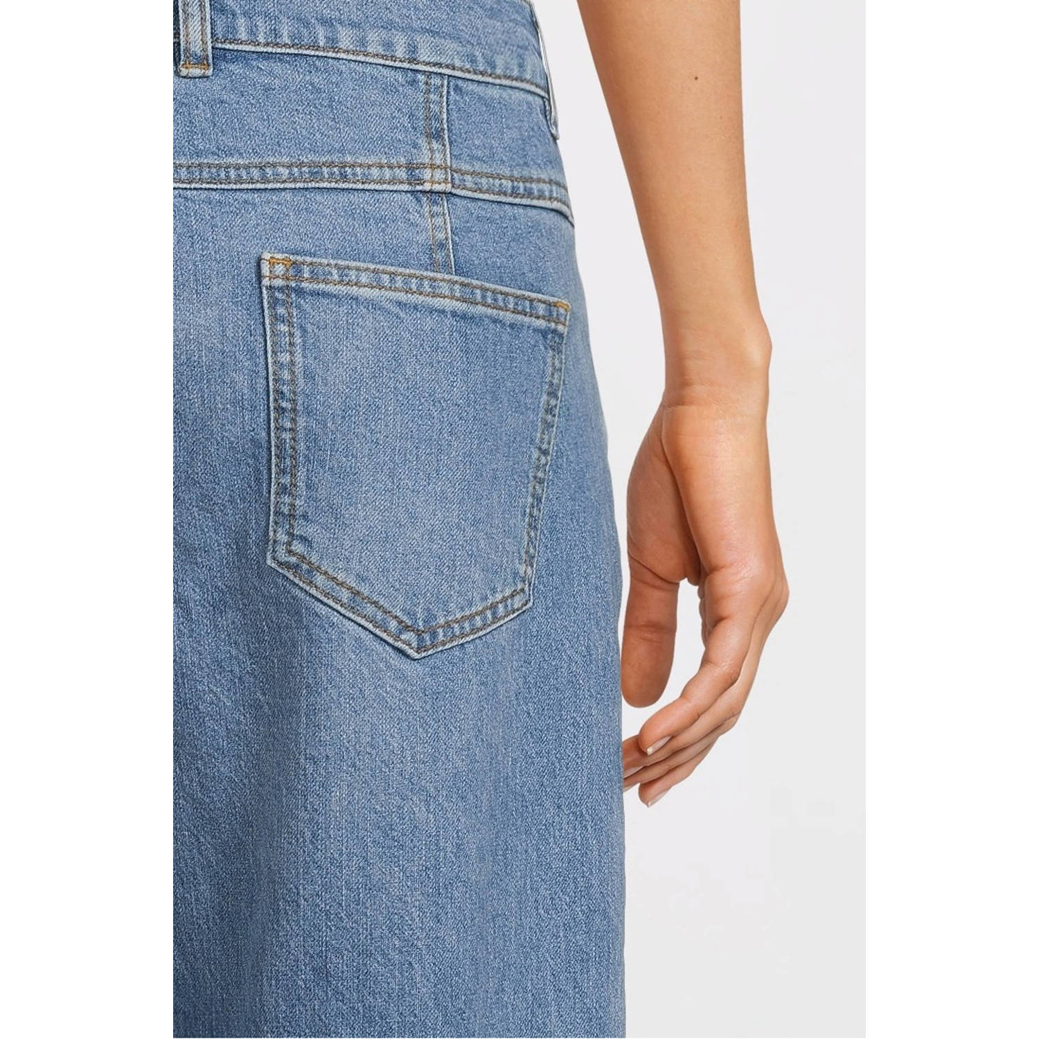 MSCH Copenhagen high waist wide leg jeans medium blue denim