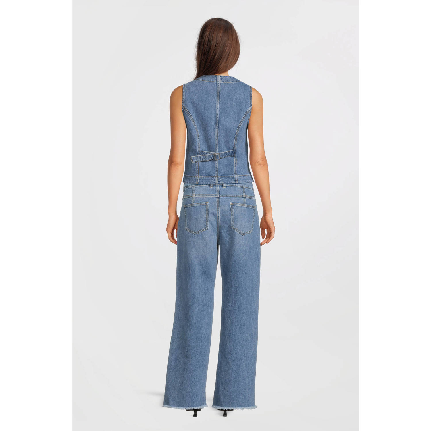 MSCH Copenhagen high waist wide leg jeans medium blue denim