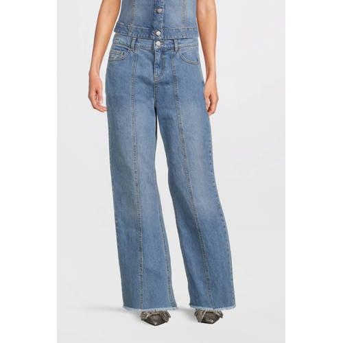 MSCH Copenhagen high waist wide leg jeans medium blue denim afbeelding