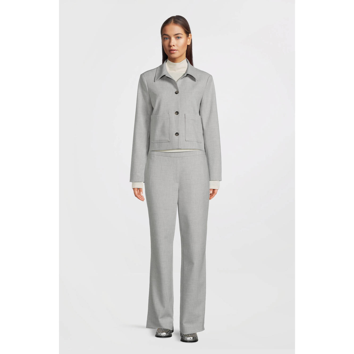 MSCH Copenhagen straight regular waist pantalon lichtgrijs