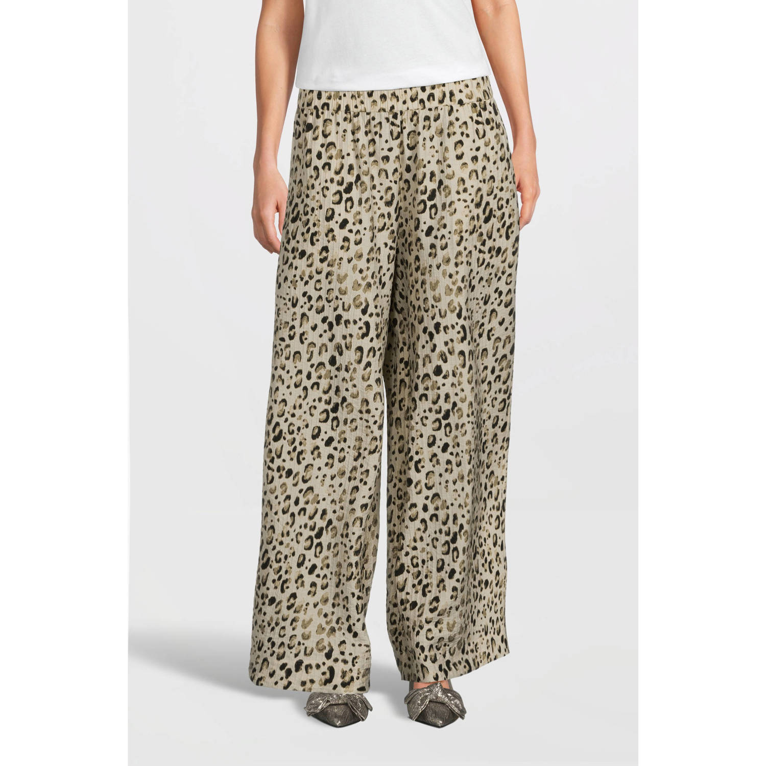 MSCH Copenhagen wide leg high waist casual broek lichtbruin