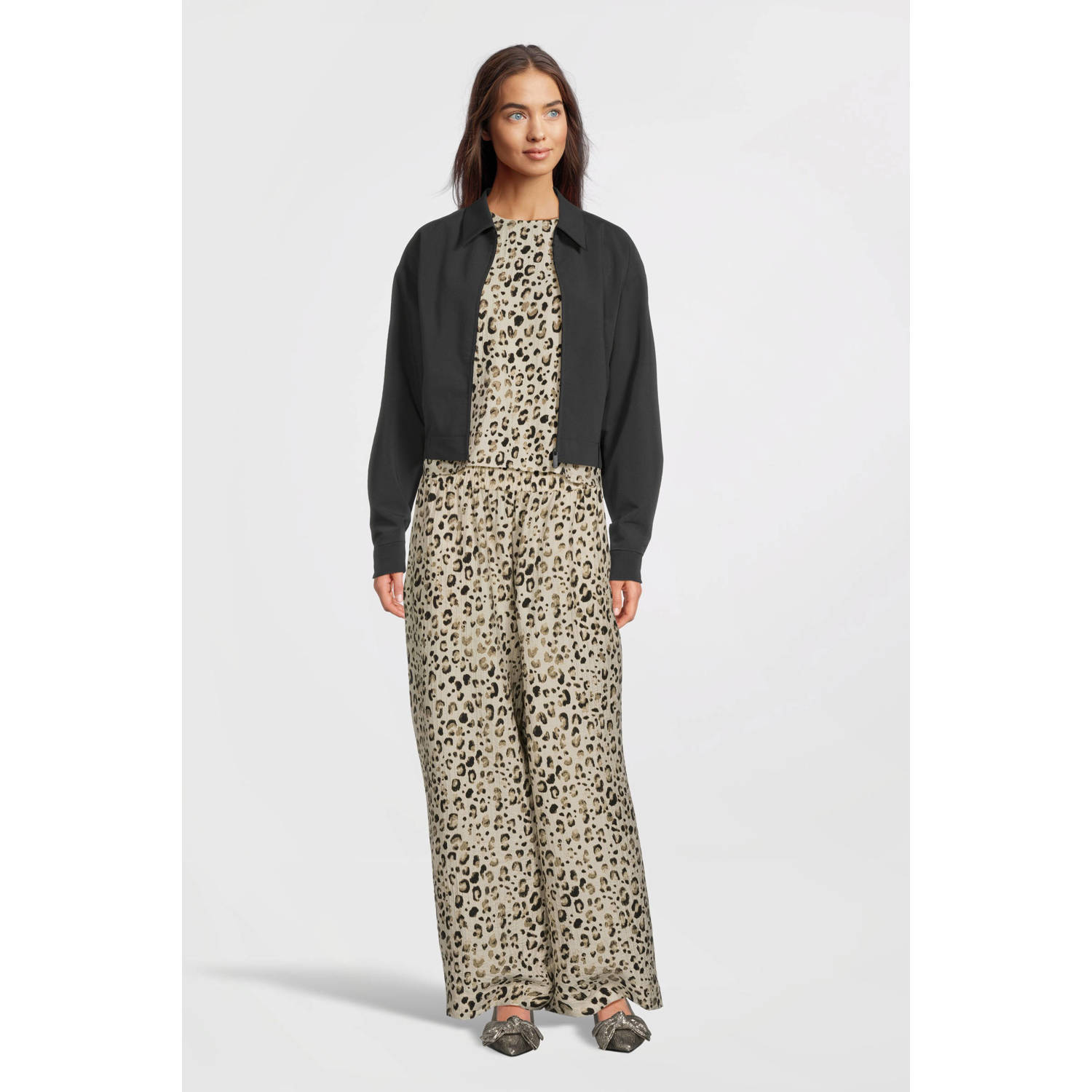 MSCH Copenhagen wide leg high waist casual broek lichtbruin
