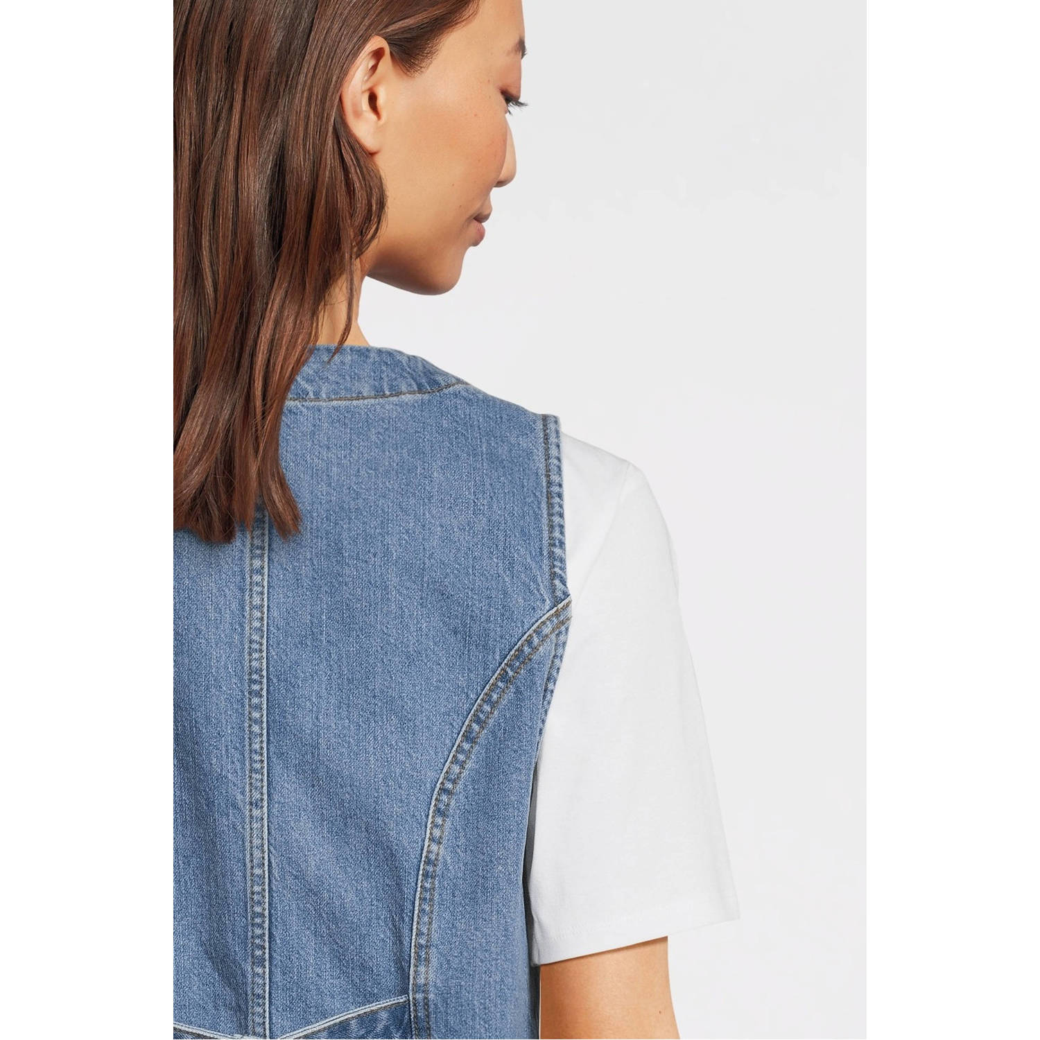 MSCH Copenhagen gilet medium blue denim