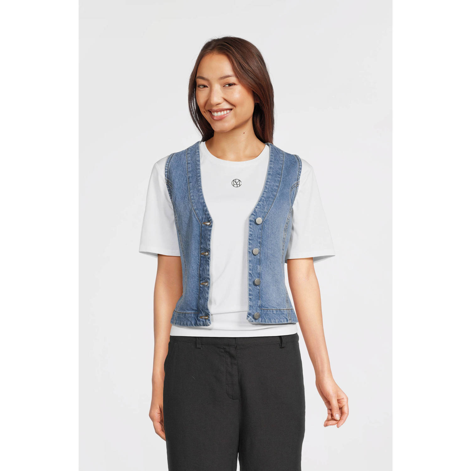 MSCH Copenhagen gilet medium blue denim