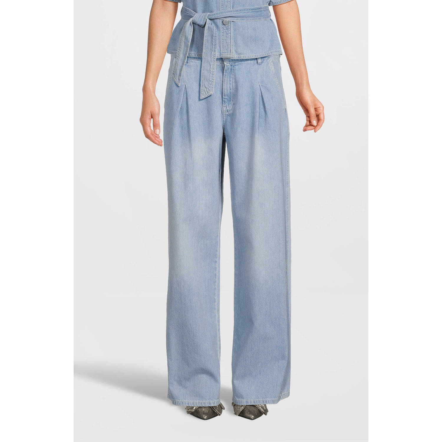 MSCH Copenhagen high waist wide leg jeans light blue denim