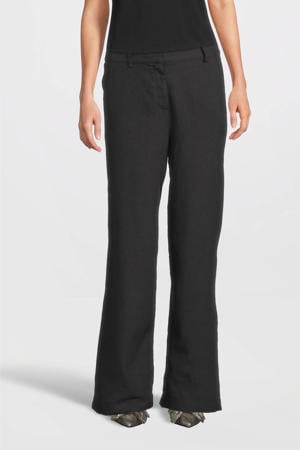 straight high waist casual broek grijs