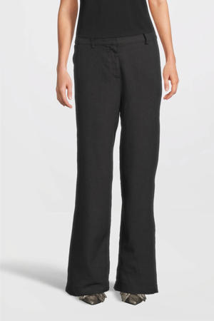 straight high waist casual broek grijs