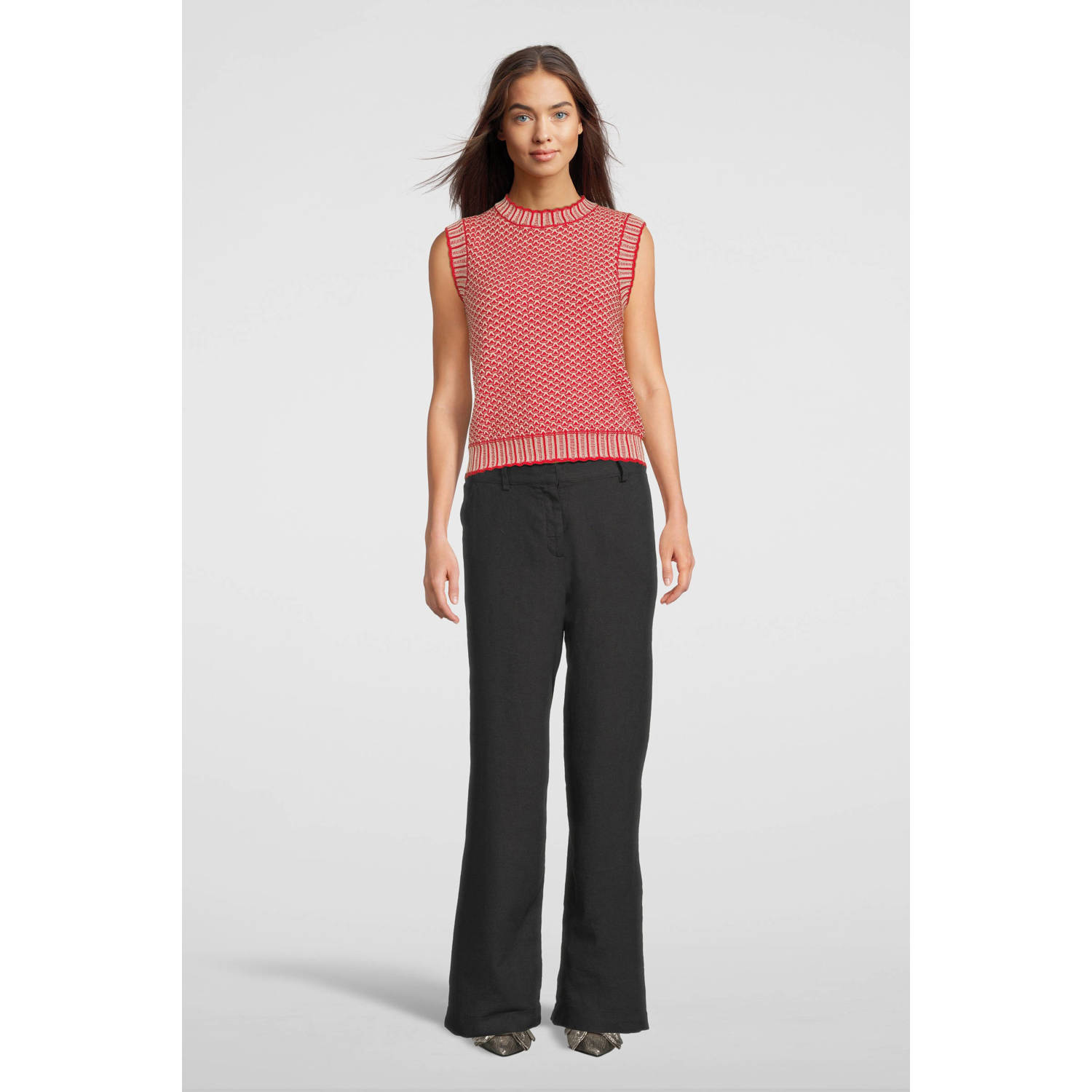 MSCH Copenhagen straight high waist casual broek grijs