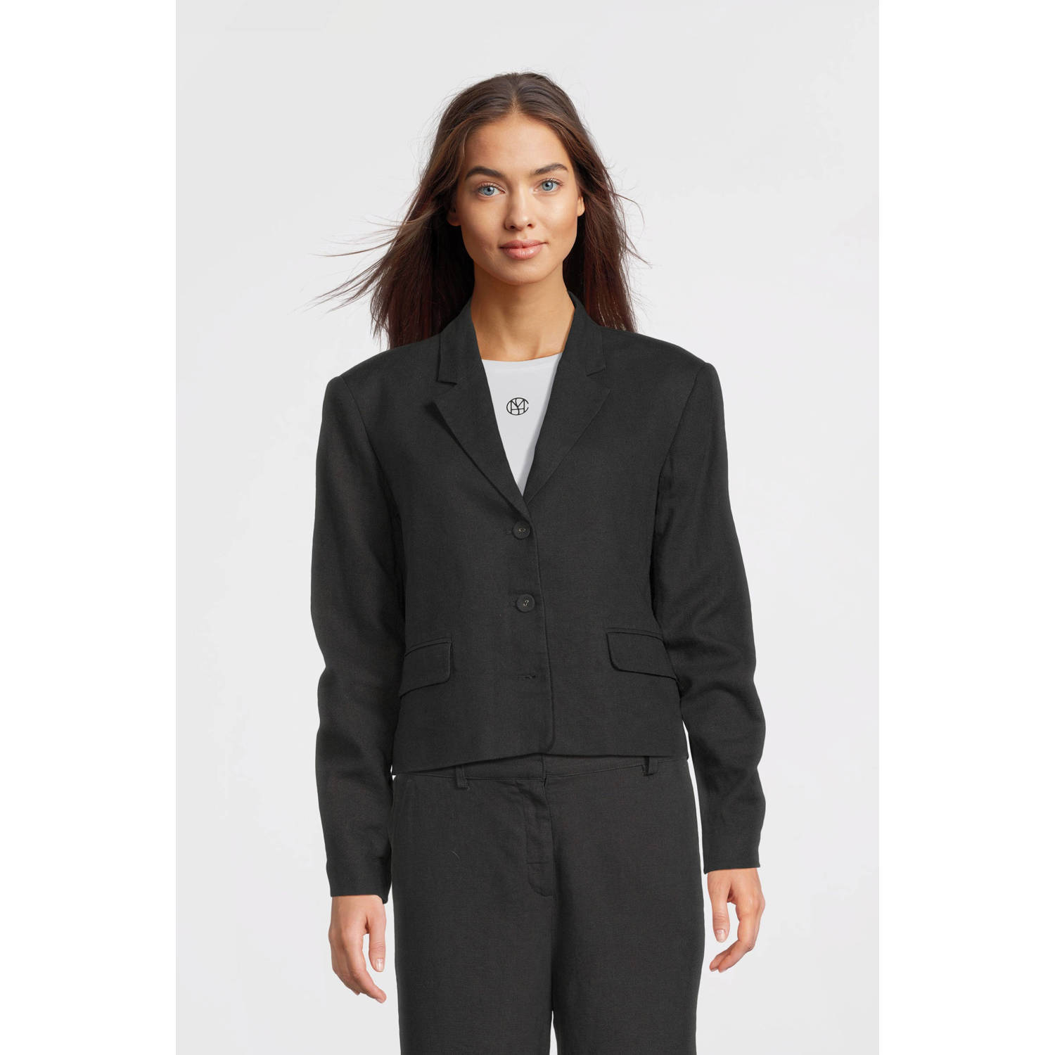 MSCH Copenhagen Linnen blazer met reverskraag model 'Pennie Giania'
