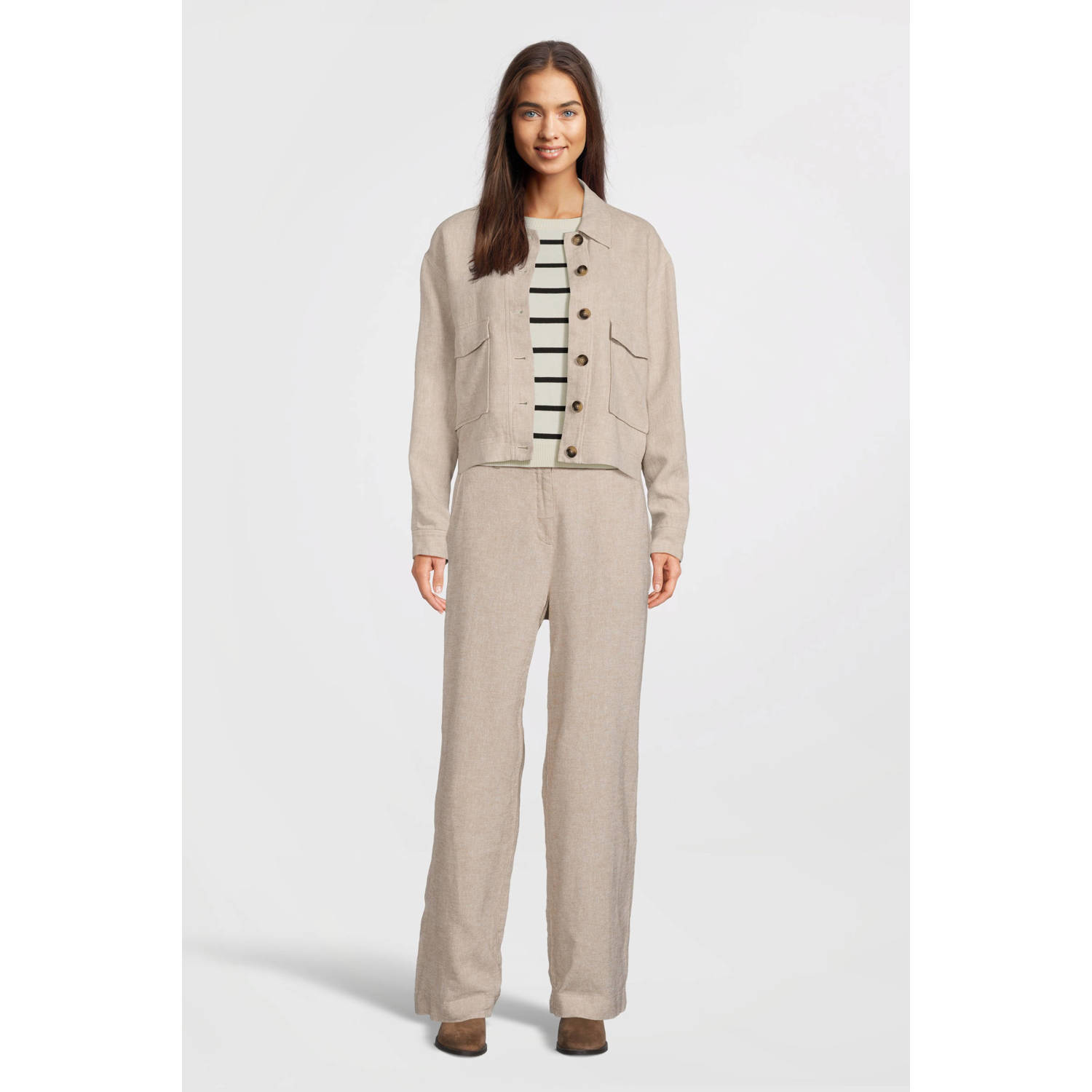 MSCH Copenhagen straight high waist casual broek zand