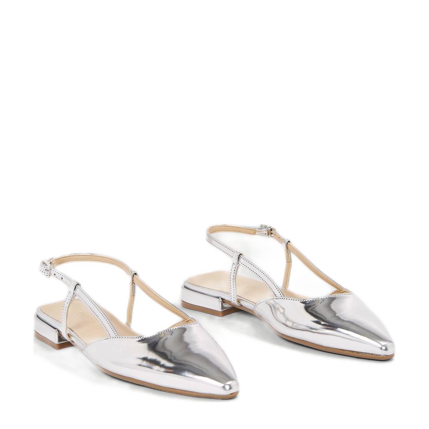 JOSH V Alessia slingback loafers zilver