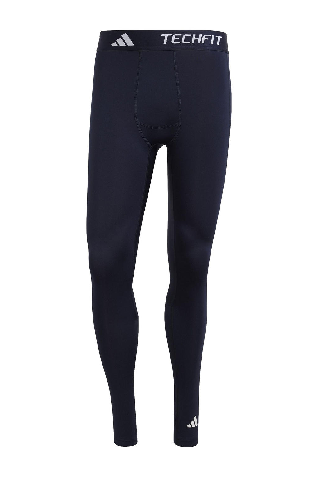 Donkerblauw en witte heren adidas Performance sporttight Compressie van polyester met aansluitend, regular waist en logo dessin