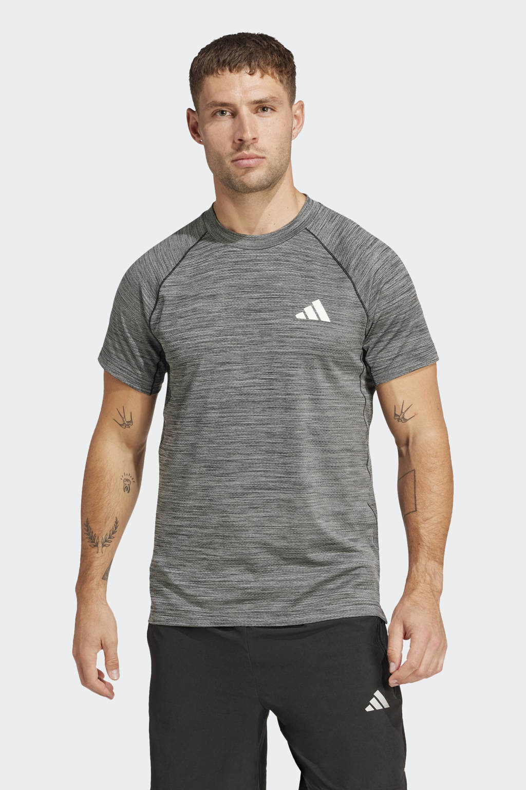 adidas Performance sportshirt zwart melange wehkamp