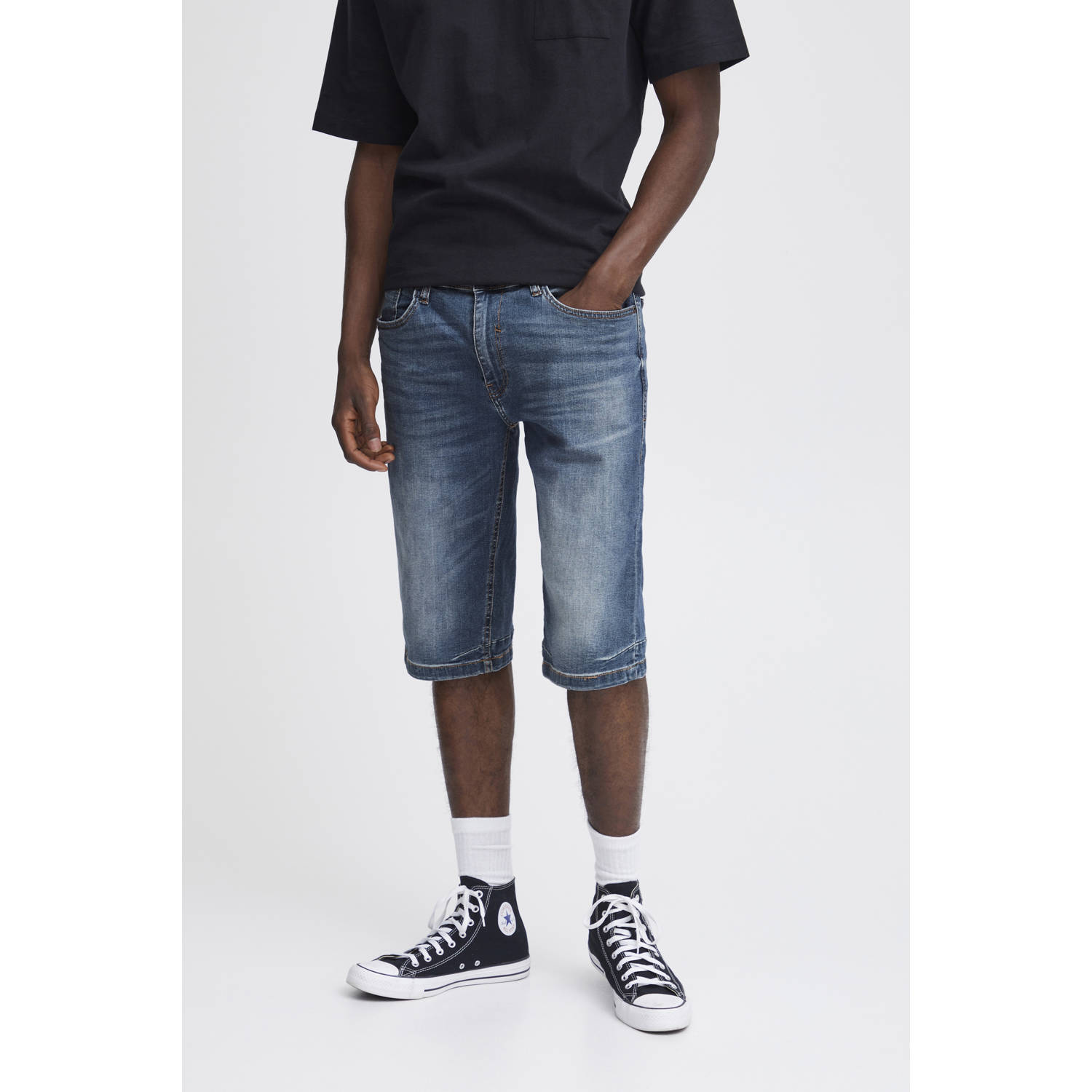 Blend slim denim short medium blue denim