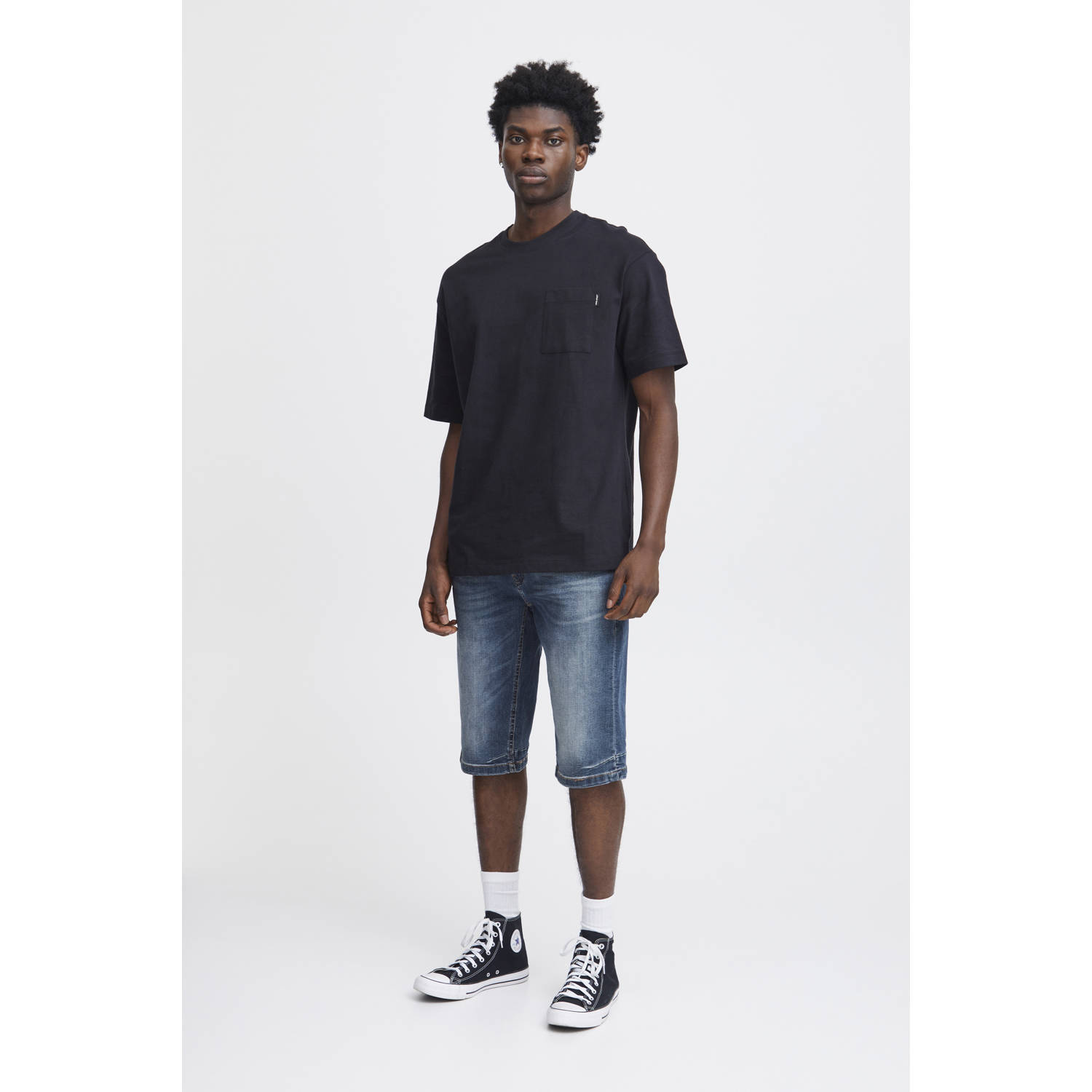 Blend slim denim short medium blue denim