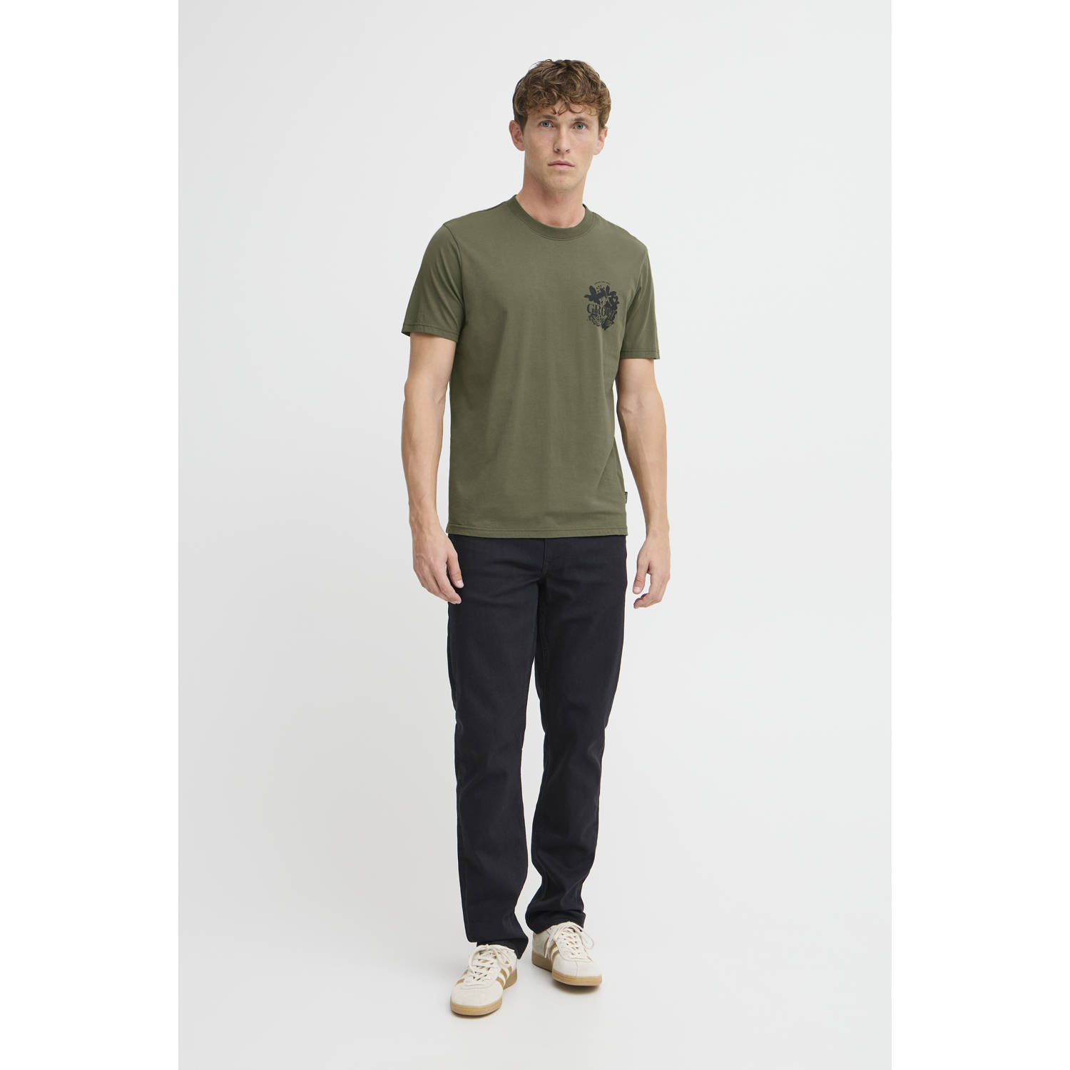 Blend relaxed fit T-shirt BHJAFON olijfgroen