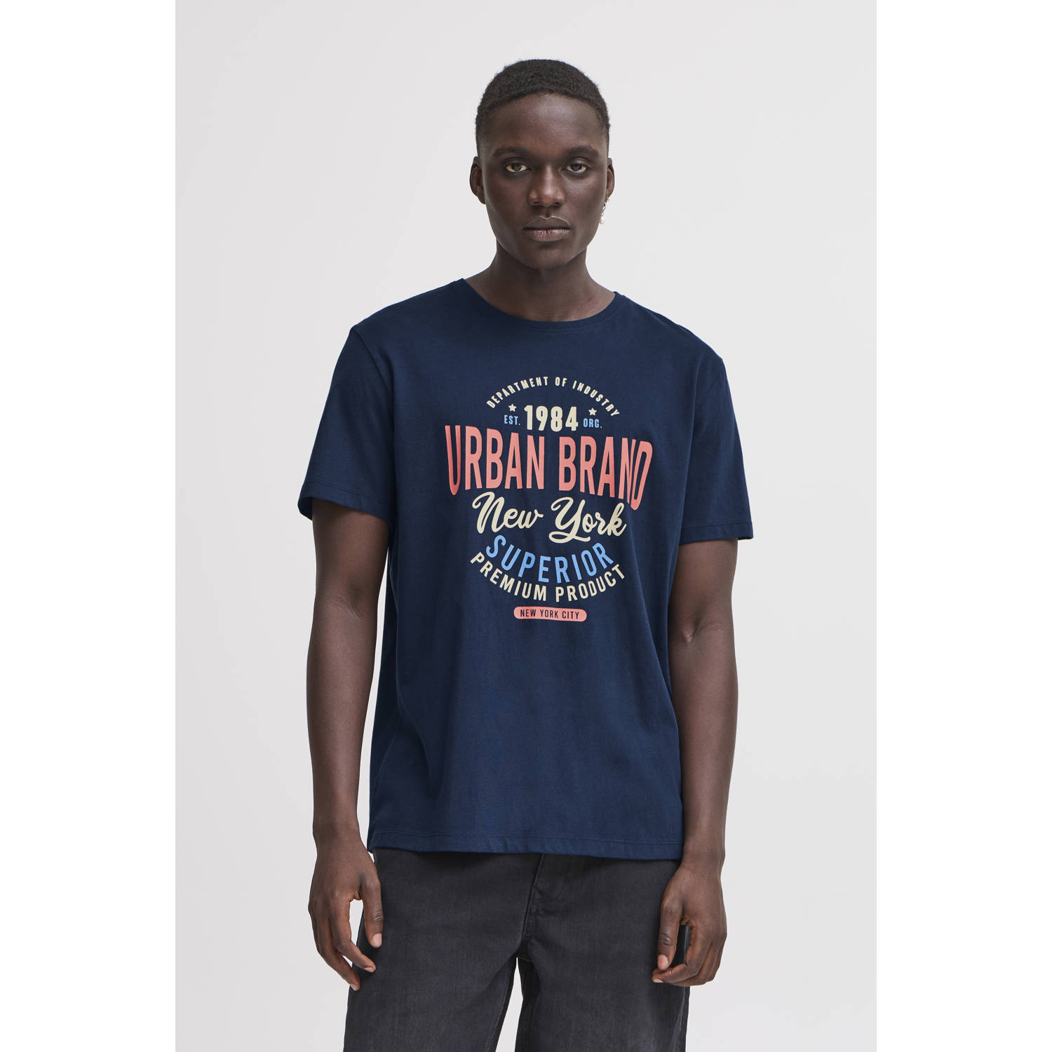 Blend regular fit T-shirt BHJABIN donkerblauw