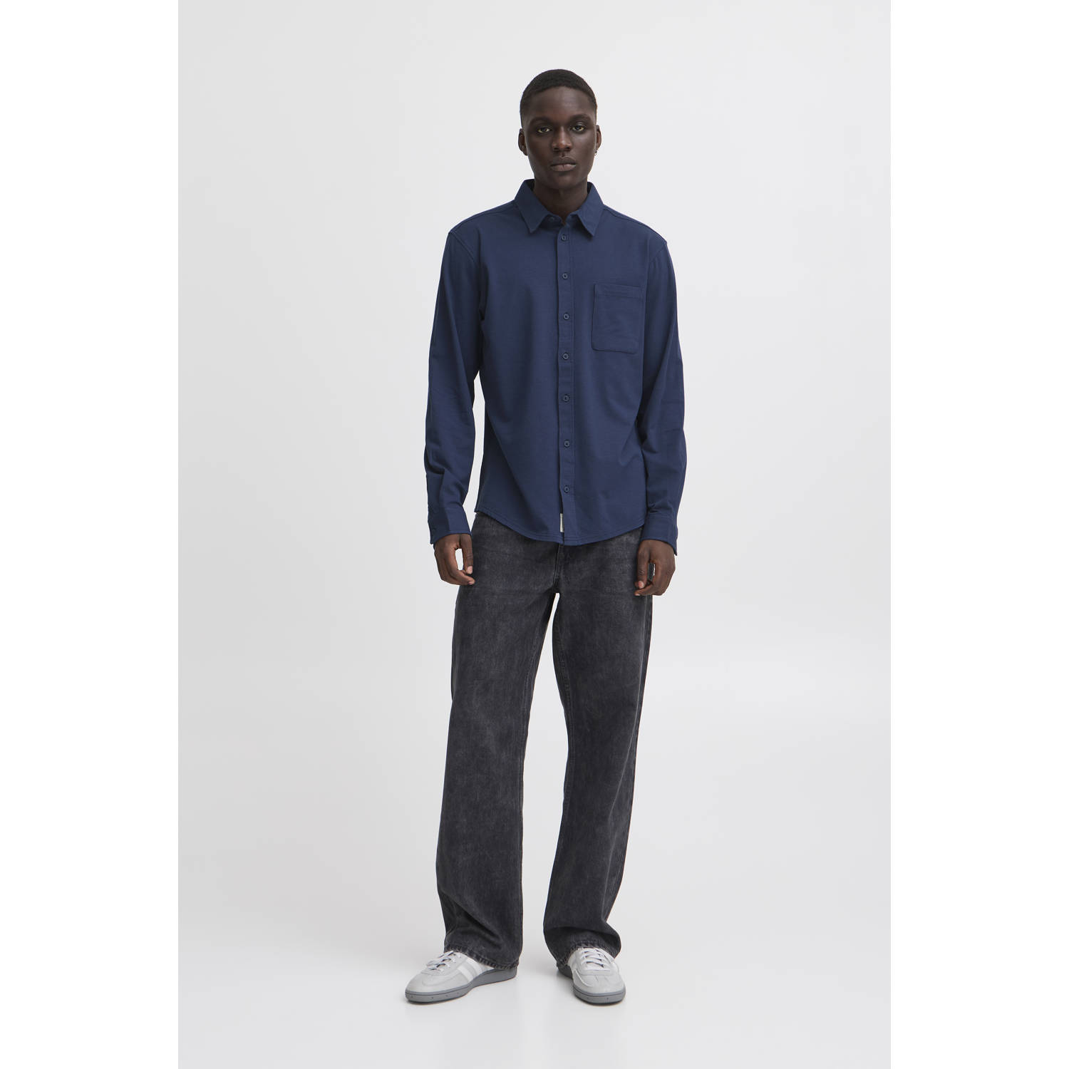 Blend casual overhemd donkerblauw