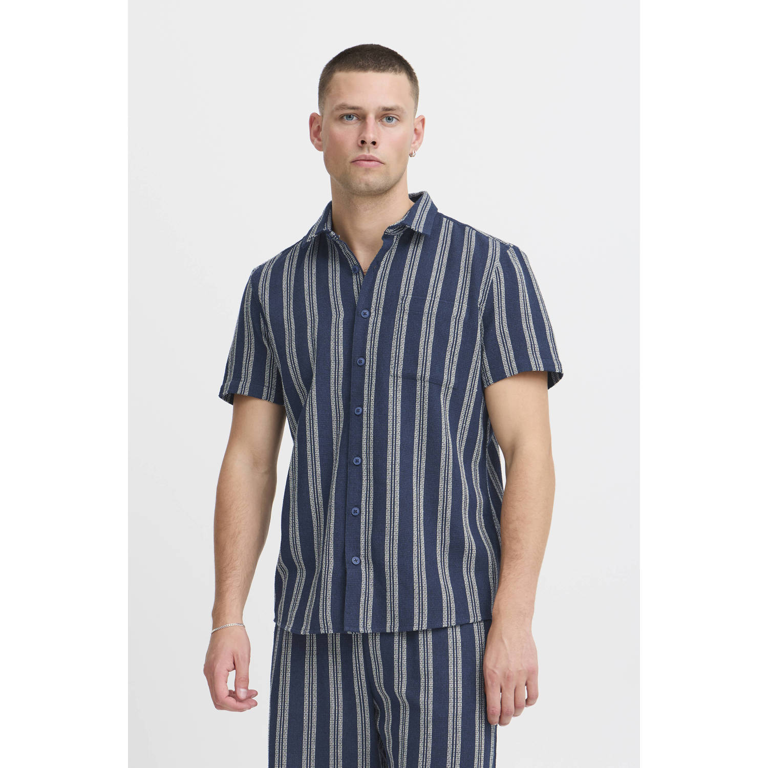 Blend casual overhemd donkerblauw