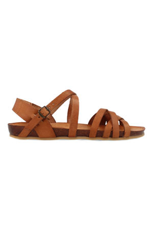   leren sandalen cognac