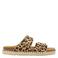 Red Rag leren slippers met panterprint beige/zwart