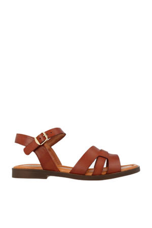   leren sandalen cognac