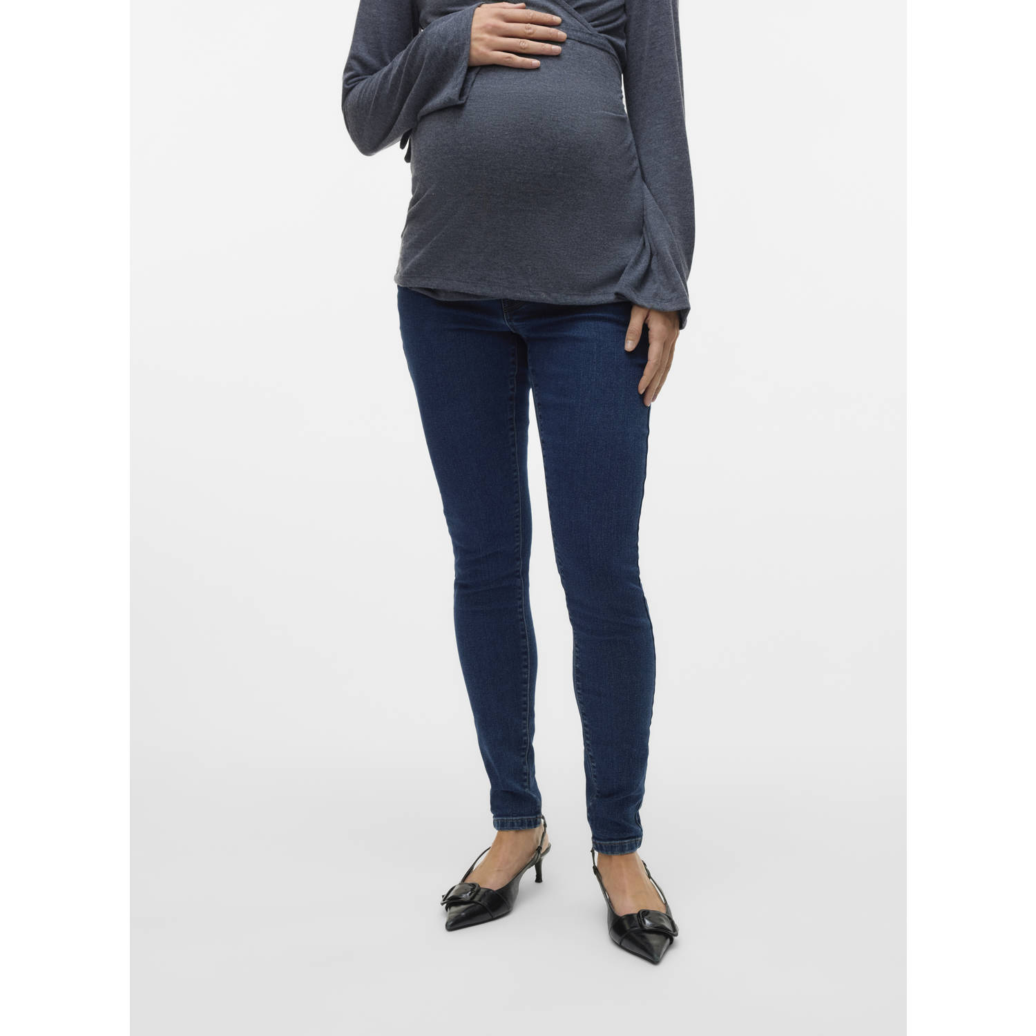 VERO MODA MATERNITY waist zwangerschapskleding skinny jeans dark blue denim