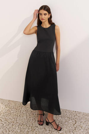 maxi combi jurk zwart