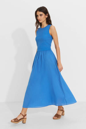 maxi combi jurk blauw