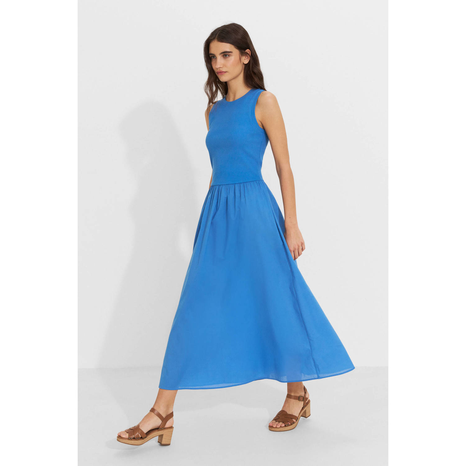 Ruby maxi combi jurk blauw