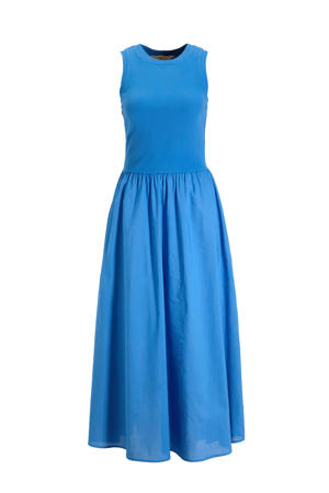 maxi combi jurk blauw