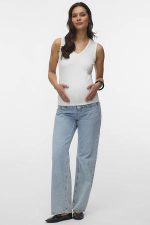 zwangerschaps wide leg jeans light blue denim