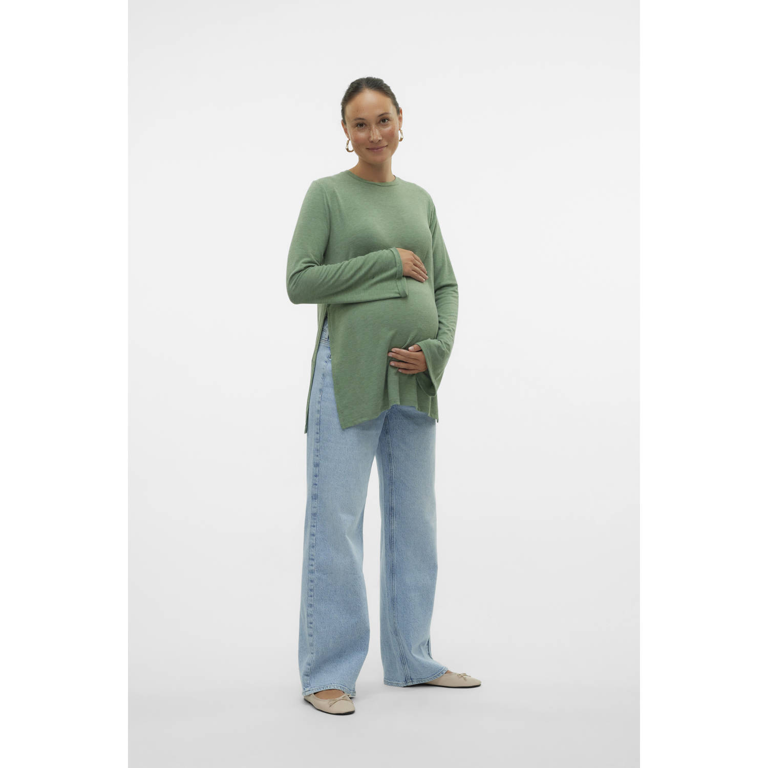 VERO MODA MATERNITY zwangerschaps wide leg jeans light blue denim