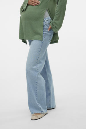 zwangerschaps wide leg jeans light blue denim