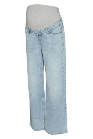 zwangerschaps wide leg jeans light blue denim