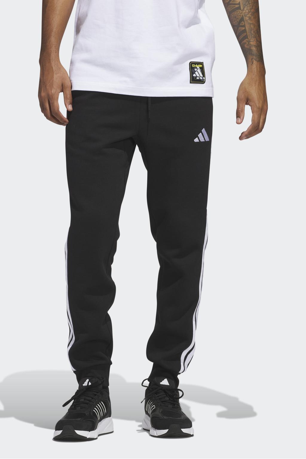 adidas Sportswear fleece joggingbroek 3S zwart