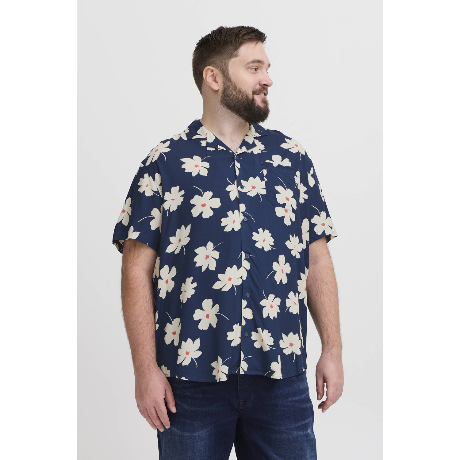 Blend Big casual overhemd donkerblauw