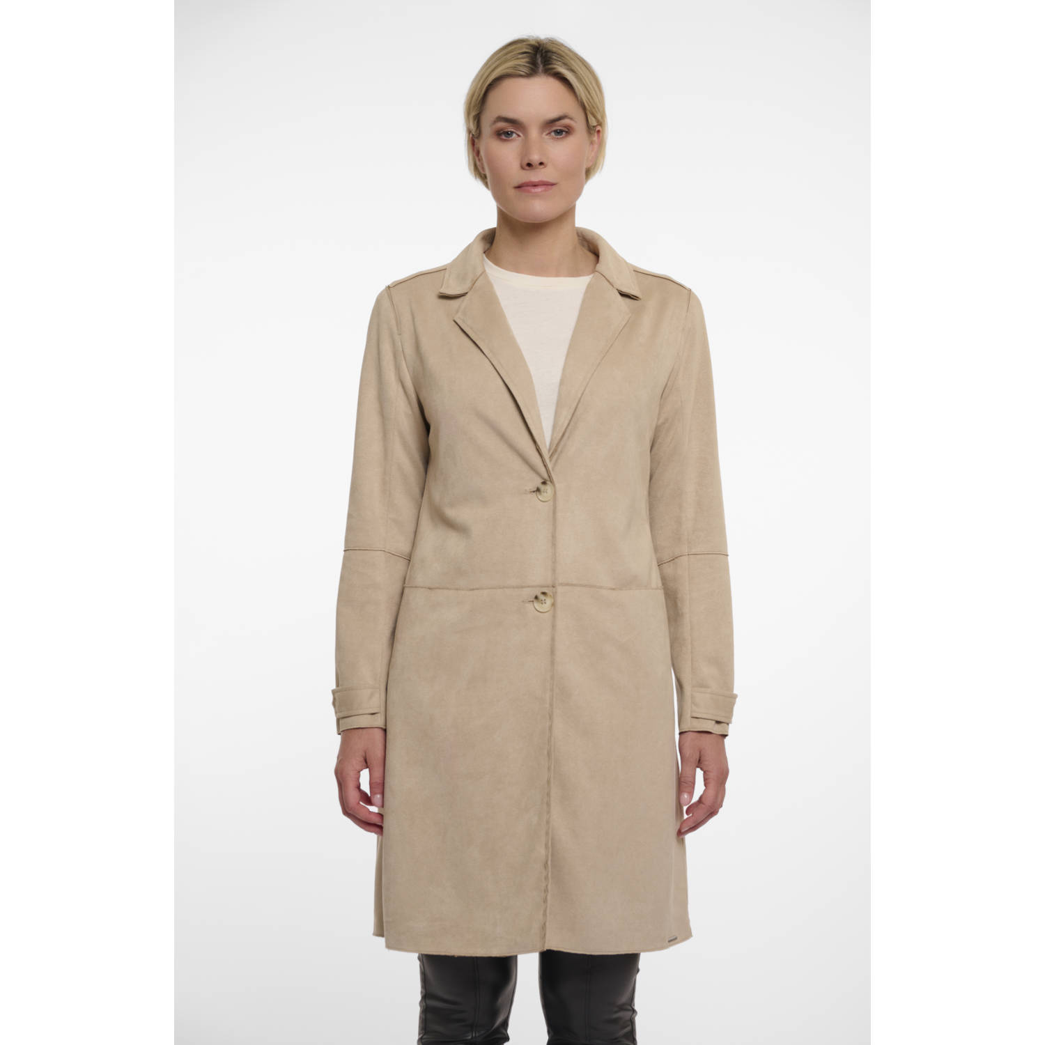 Rino&Pelle Faux Suede Desert Coat Beige Dames