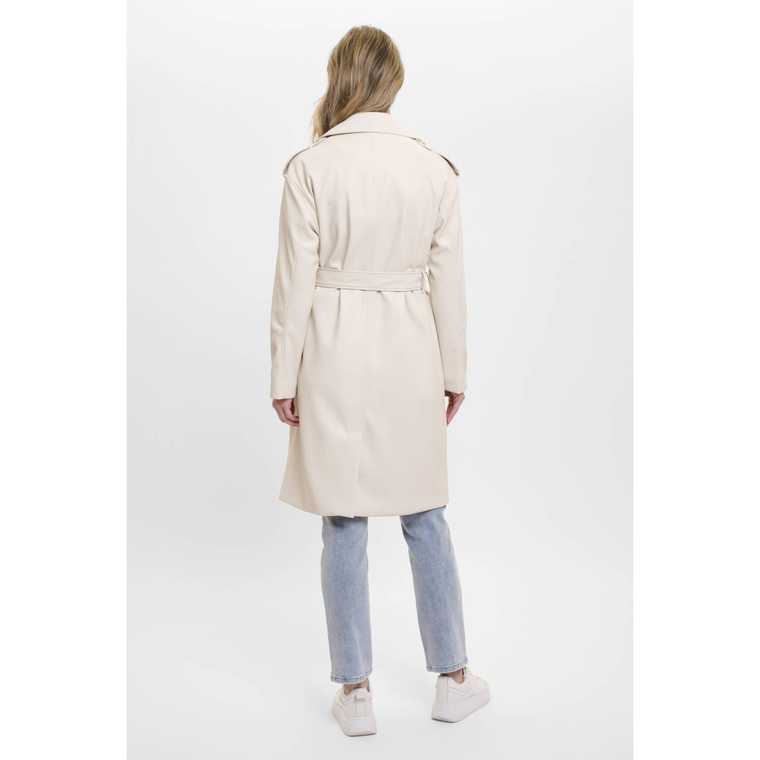 Rino & Pelle imitatieleren trenchcoat ecru
