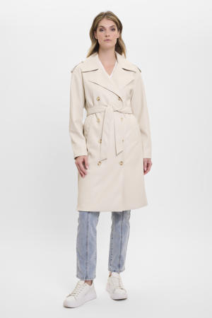 imitatieleren trenchcoat ecru