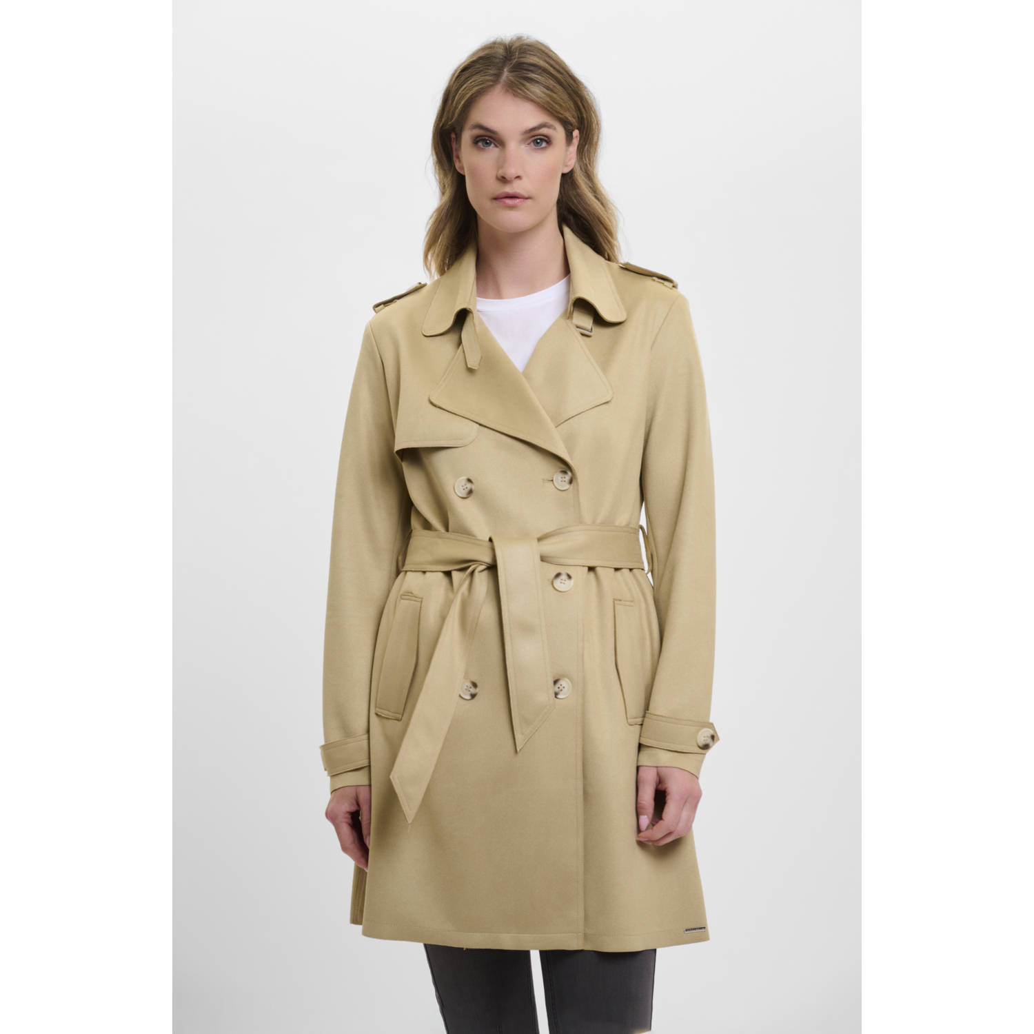 Rino & Pelle Trenchcoat KYONA met reverskraag en bindceintuur