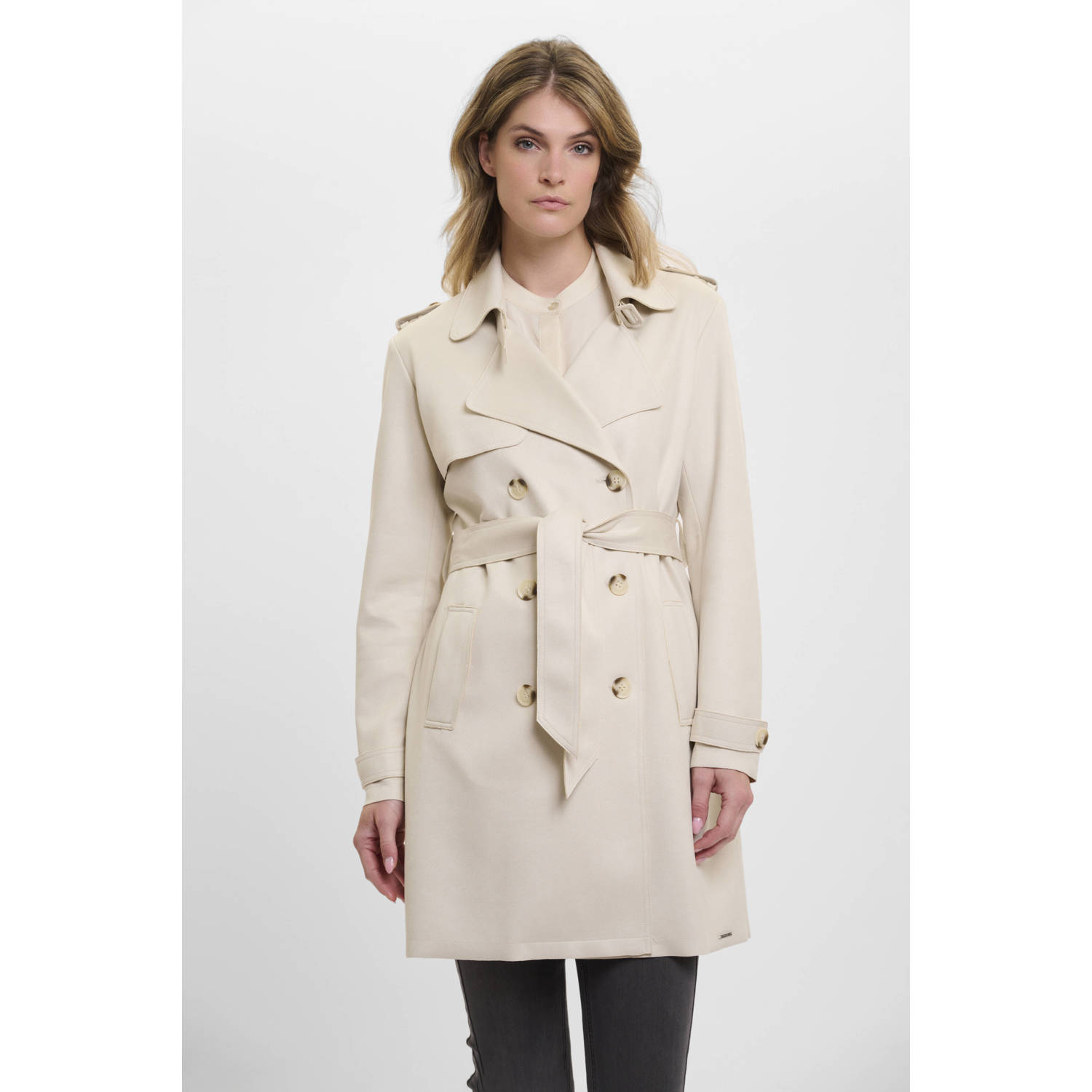 Rino & Pelle Trenchcoat KYONA met reverskraag en bindceintuur
